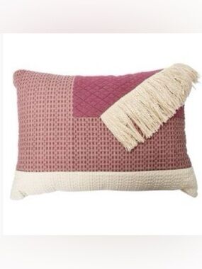 Summer & Rose Multi Pink/Beige Lumbar Throw Pillow 20”x12” W/Tassles